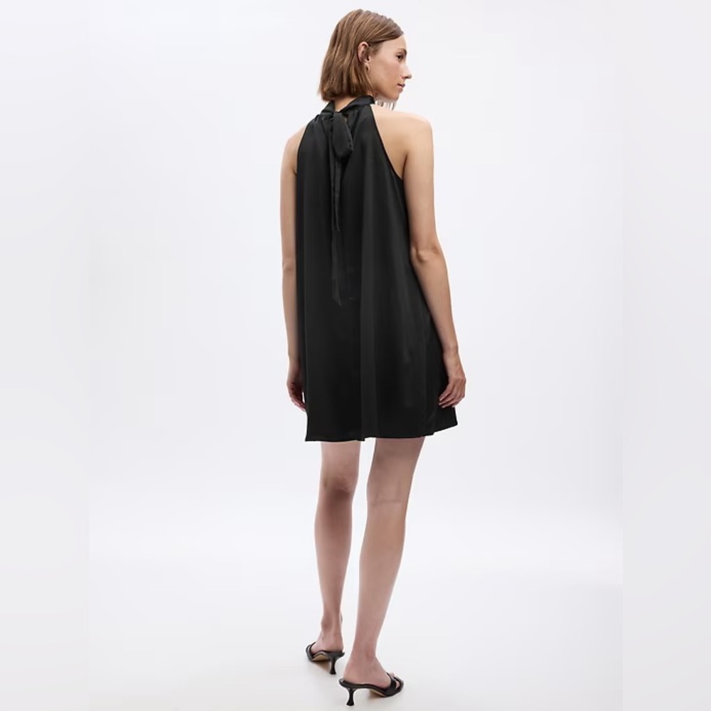 GAP Satin Black Halter Mini Dress